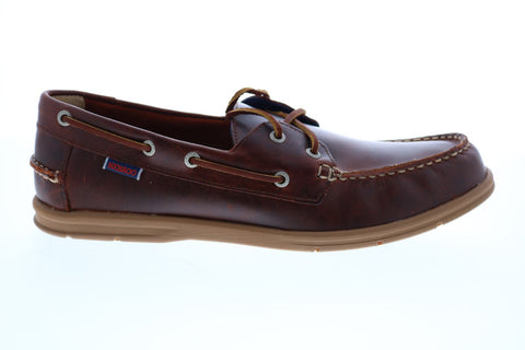 Sebago Litesides Two Eye B864056 Mens Brown Leather Lace Up Boat Shoes Loafers