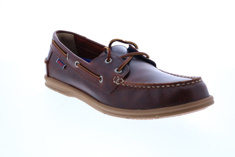 Sebago Litesides Two Eye B864056 Mens Brown Leather Lace Up Boat Shoes Loafers