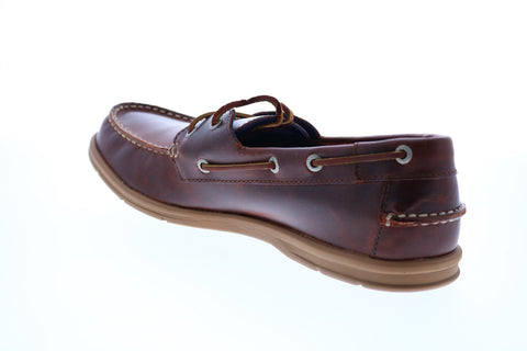 Sebago Litesides Two Eye B864056 Mens Brown Leather Lace Up Boat Shoes Loafers