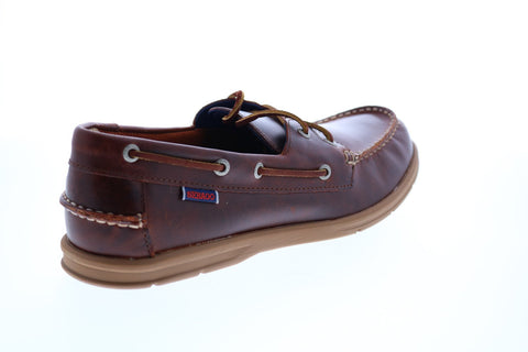 Sebago Litesides Two Eye B864056 Mens Brown Leather Lace Up Boat Shoes Loafers