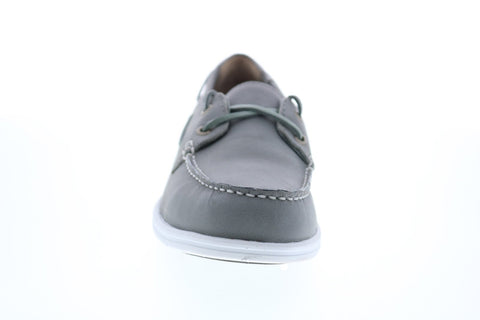 Sebago Litesides Two Eye B864059 Mens Gray Leather Lace Up Boat Shoes Loafers