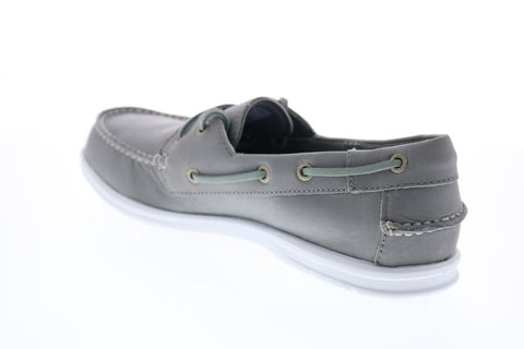 Sebago Litesides Two Eye B864059 Mens Gray Leather Lace Up Boat Shoes Loafers