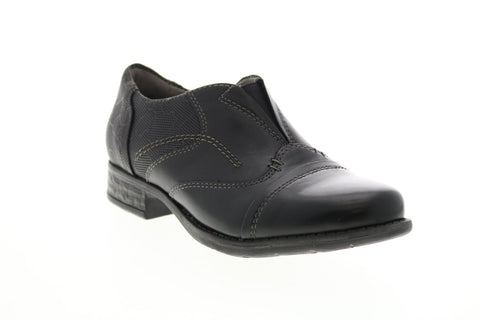 Earth Inc. Avani 2 Banyan Womens Black Leather Slip On Oxford Flats Shoes