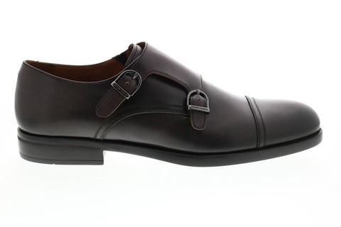 Bruno Magli Barone Mens Brown Leather Oxfords & Lace Ups Monk Strap Shoes