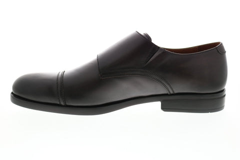 Bruno Magli Barone Mens Brown Leather Oxfords & Lace Ups Monk Strap Shoes