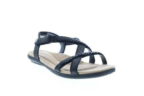 Earth Origins Belle Bentley Womens Black Leather Slingback Sandals Shoes