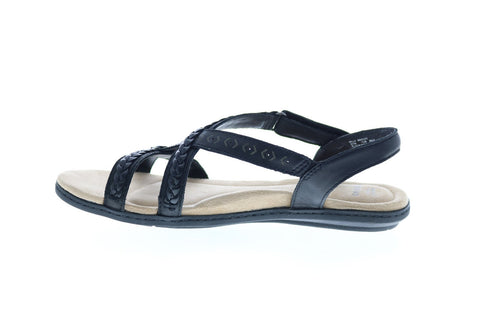 Earth Origins Belle Bentley Womens Black Leather Slingback Sandals Shoes