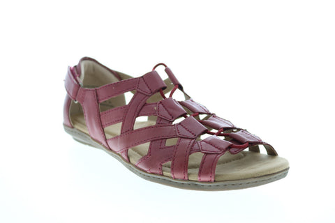 Earth Origins Belle Bridget Womens Red Leather Strap Gladiator Sandals Shoes