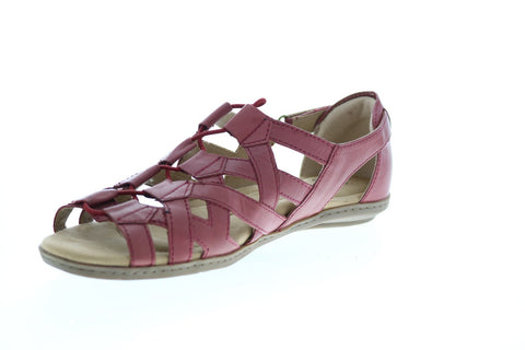 Earth Origins Belle Bridget Womens Red Leather Strap Gladiator Sandals Shoes
