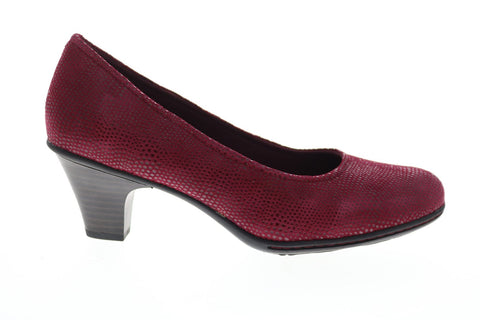 Earth Inc. Bijou Suede Womens Burgundy Slip On Pumps Heels Shoes