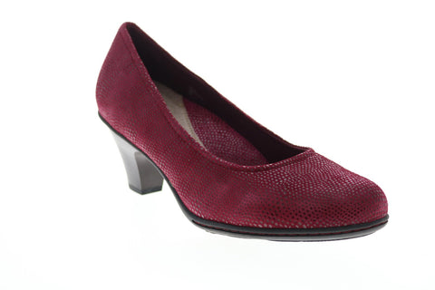 Earth Inc. Bijou Suede Womens Burgundy Slip On Pumps Heels Shoes