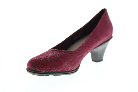 Earth Inc. Bijou Suede Womens Burgundy Slip On Pumps Heels Shoes