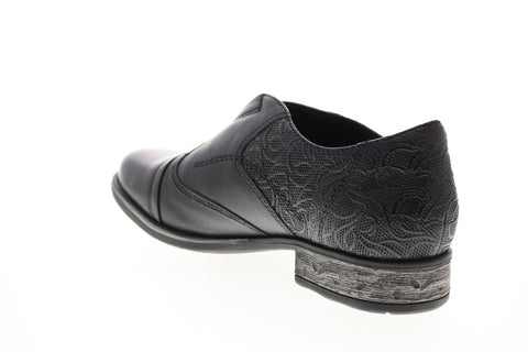 Earth Inc. Blythe Slip On Cap Toe Womens Black Leather Oxford Flats Shoes