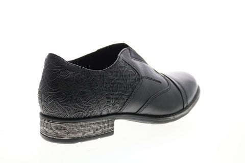 Earth Inc. Blythe Slip On Cap Toe Womens Black Leather Oxford Flats Shoes