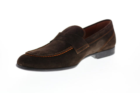 Bruno Magli Silas BM600231 Mens Brown Suede Slip On Loafers & Slip Ons Penny Shoes