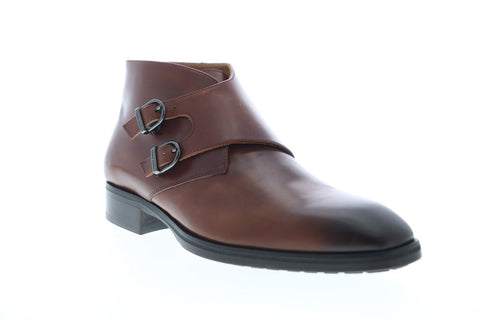 Bruno Magli Alberto BM600487 Mens Brown Leather Slip On Boots Casual Dress Shoes