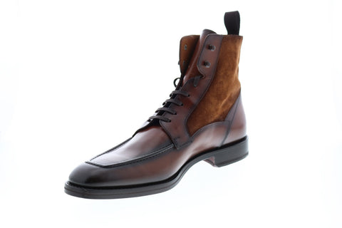 Bruno Magli Savino BM600587 Mens Brown Leather Lace Up Boots Dress Shoes