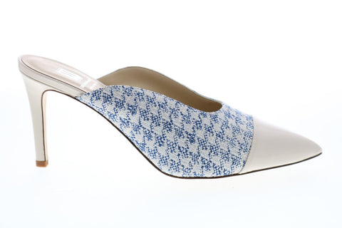 Bruno Magli Minni BM620287 Womens Blue Canvas Slip On Heels Mules Shoes