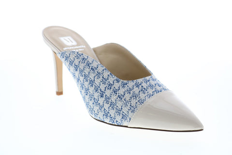 Bruno Magli Minni BM620287 Womens Blue Canvas Slip On Heels Mules Shoes