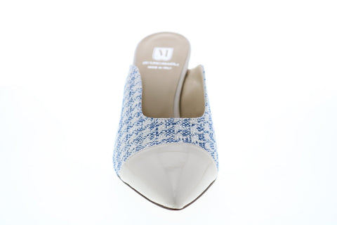 Bruno Magli Minni BM620287 Womens Blue Canvas Slip On Heels Mules Shoes