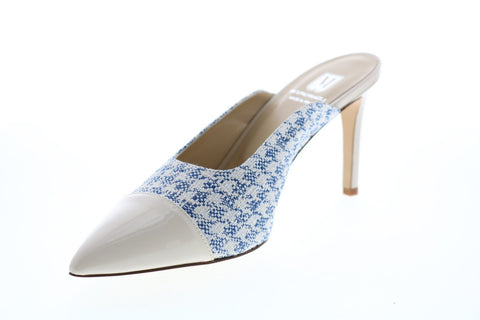 Bruno Magli Minni BM620287 Womens Blue Canvas Slip On Heels Mules Shoes