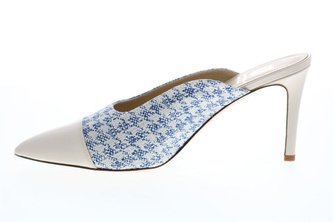 Bruno Magli Minni BM620287 Womens Blue Canvas Slip On Heels Mules Shoes