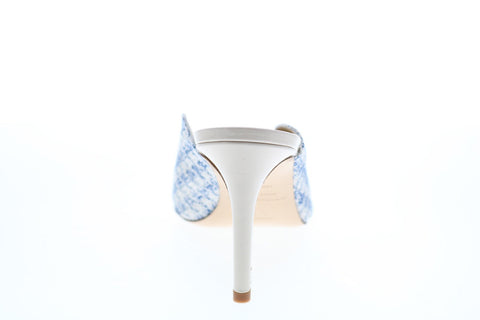 Bruno Magli Minni BM620287 Womens Blue Canvas Slip On Heels Mules Shoes