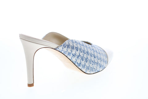 Bruno Magli Minni BM620287 Womens Blue Canvas Slip On Heels Mules Shoes