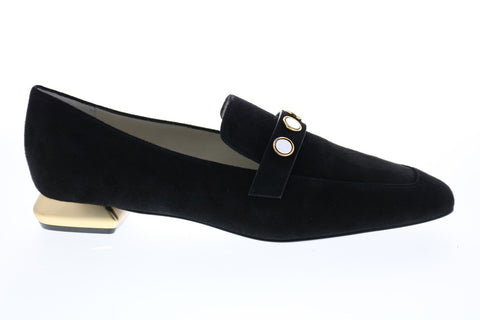 Bruno Magli Tamara BM620338 Womens Black Suede Slip On Flats Loafer Shoes
