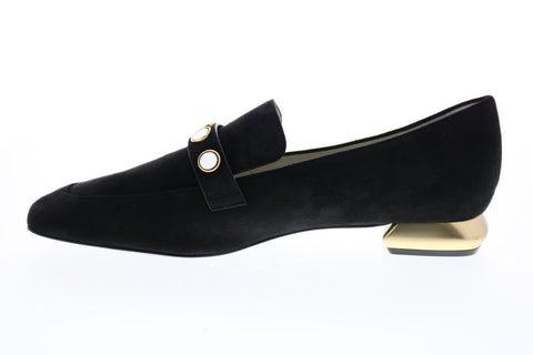 Bruno Magli Tamara BM620338 Womens Black Suede Slip On Flats Loafer Shoes