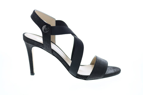 Bruno Magli Jade BM620381 Womens Black Leather Slip On Heels Strap Shoes