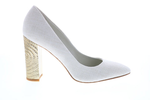 Bruno Magli Clara BM620394 Womens Beige Canvas Slip On Heels Pump Shoes