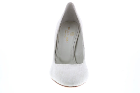 Bruno Magli Clara BM620394 Womens Beige Canvas Slip On Heels Pump Shoes