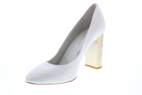 Bruno Magli Clara BM620394 Womens Beige Canvas Slip On Heels Pump Shoes