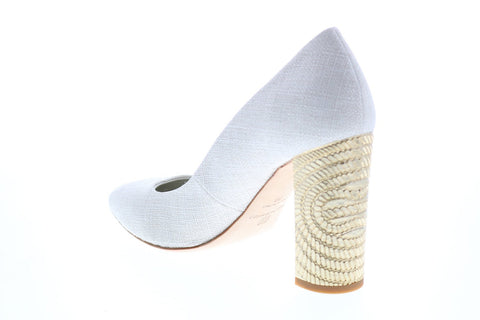 Bruno Magli Clara BM620394 Womens Beige Canvas Slip On Heels Pump Shoes