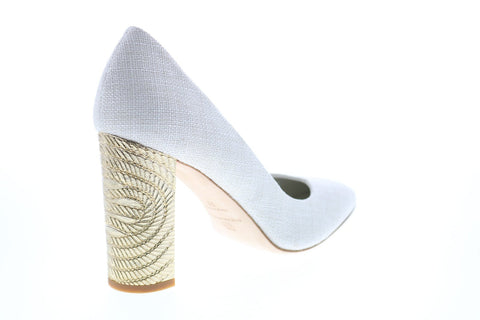 Bruno Magli Clara BM620394 Womens Beige Canvas Slip On Heels Pump Shoes