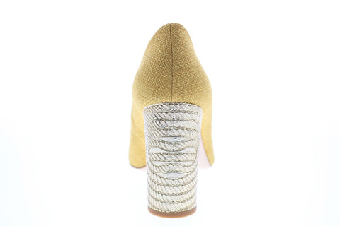 Bruno Magli Clara BM620394 Womens Yellow Canvas Slip On Heels Pump Shoes