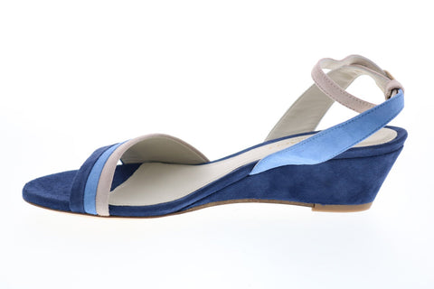 Bruno Magli Ceci   BM620401 Womens Blue Suede Strap Heels Wedges Shoes