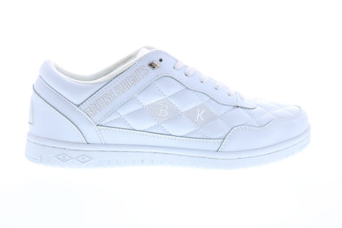 British Knights Quilts BMQUILL-100 Mens White Leather Lace Up Low Top Sneakers Shoes