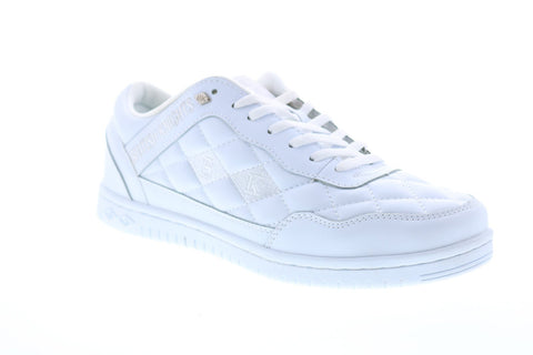 British Knights Quilts BMQUILL-100 Mens White Leather Lace Up Low Top Sneakers Shoes