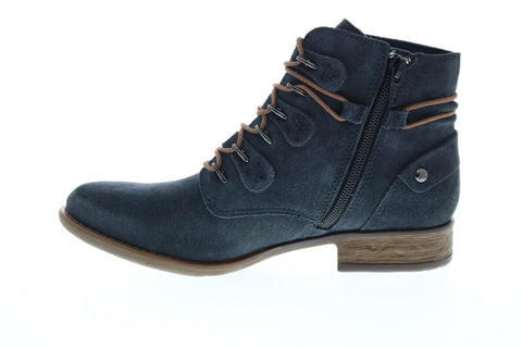 Earth Inc. Boone Womens Blue Suede Zipper Ankle & Booties Boots