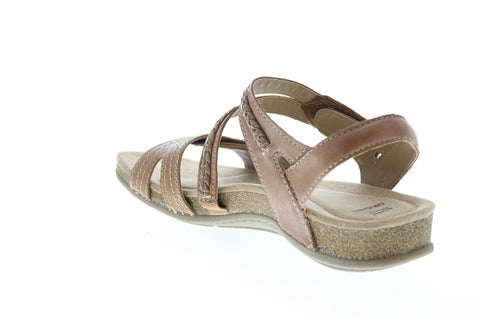 Earth Origins Bosk Benson Womens Brown Leather Strap Slingback Sandals Shoes