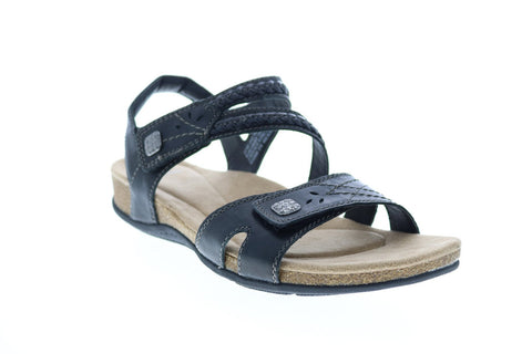 Earth Origins Bosk Benson Womens Black Leather Strap Slingback Sandals Shoes