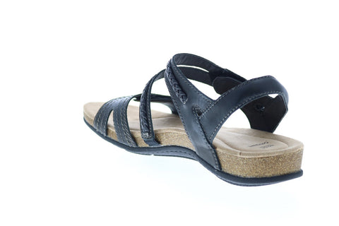 Earth Origins Bosk Benson Womens Black Leather Strap Slingback Sandals Shoes