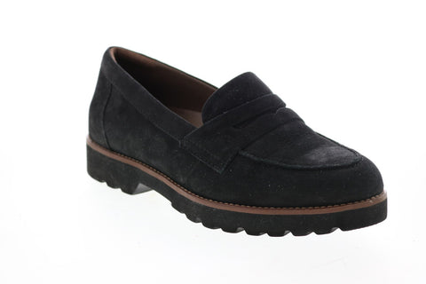 Earthies Braga BRAGA-BLA Womens Black Leather Slip On Loafer Flats Shoes