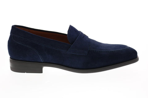 Bruno Magli Brando Mens Blue Suede Slip On Loafers & Slip Ons Penny Shoes