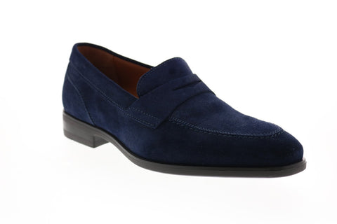 Bruno Magli Brando Mens Blue Suede Slip On Loafers & Slip Ons Penny Shoes