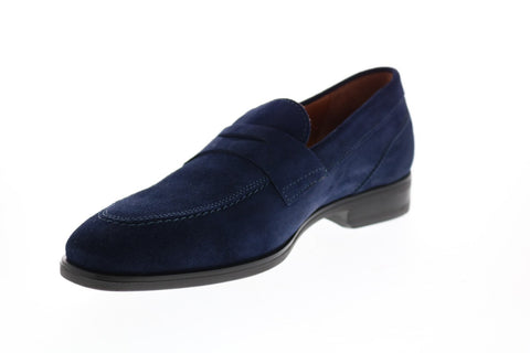 Bruno Magli Brando Mens Blue Suede Slip On Loafers & Slip Ons Penny Shoes