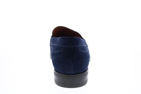 Bruno Magli Brando Mens Blue Suede Slip On Loafers & Slip Ons Penny Shoes