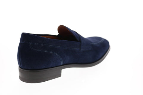 Bruno Magli Brando Mens Blue Suede Slip On Loafers & Slip Ons Penny Shoes